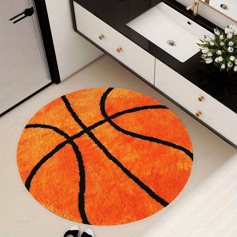 Home Gym Hack - Basketball Pattern Round Rug Flannel Soft