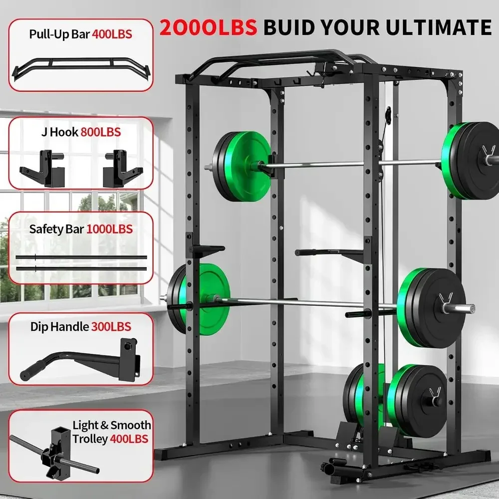 2000LBS Capacity Power Rack wi - Lat Pulldown Cable review and price