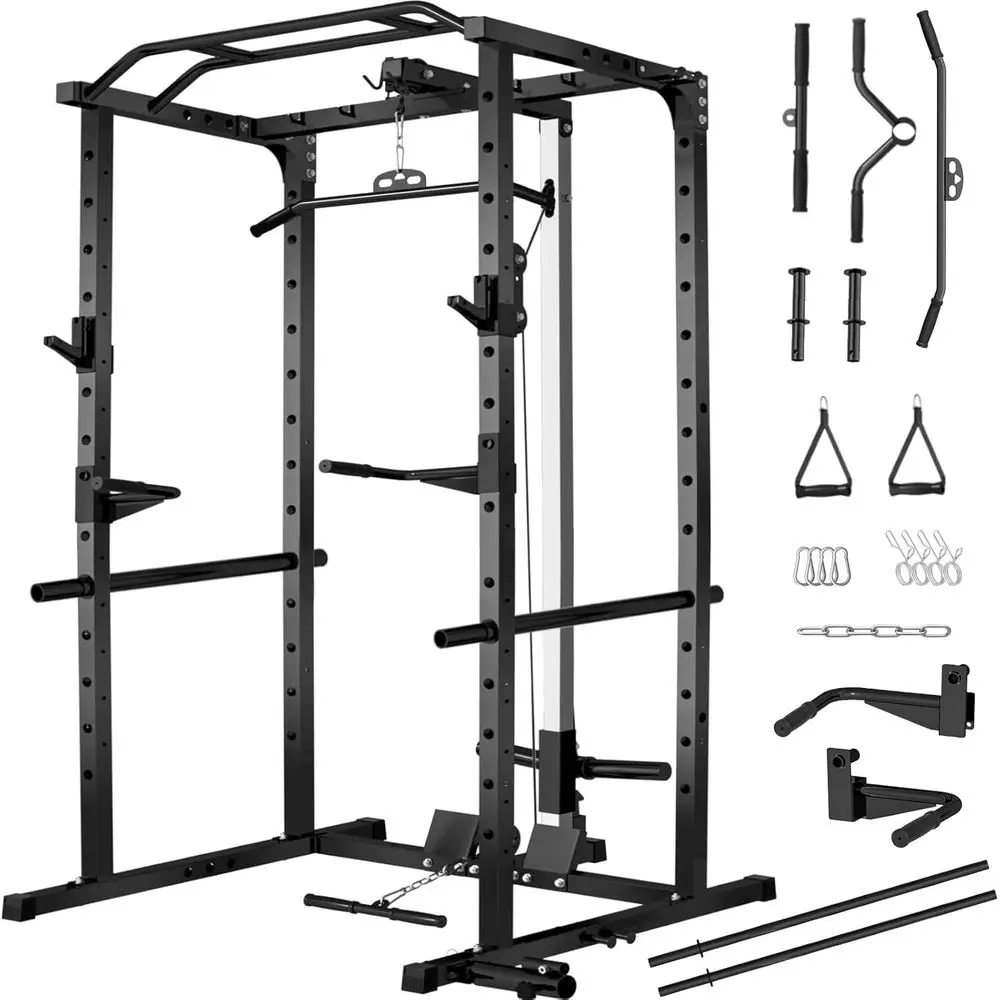 2000LBS Capacity Power Rack wi - Lat Pulldown Cable review and price