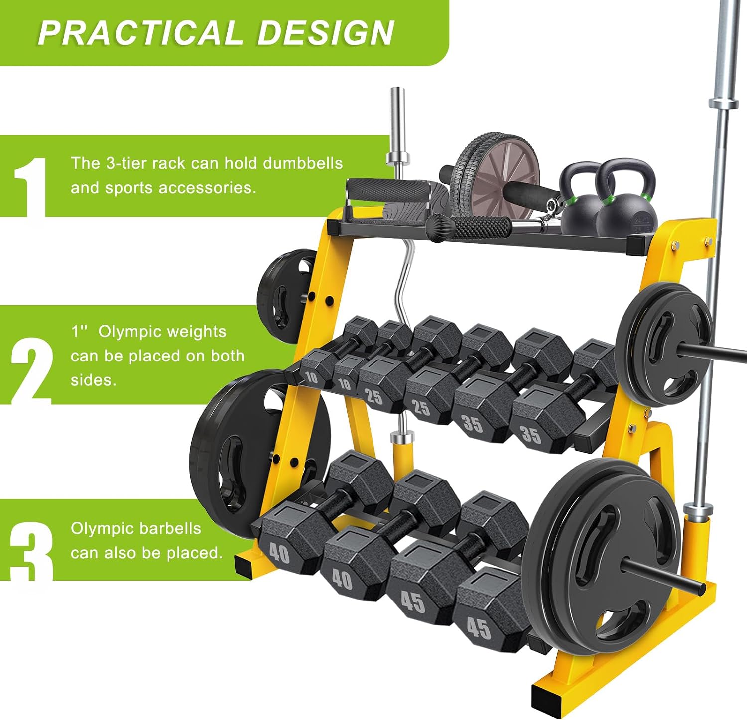 Heavy Duty Three Tier Dumbbell - Home Gym Yellow review and price