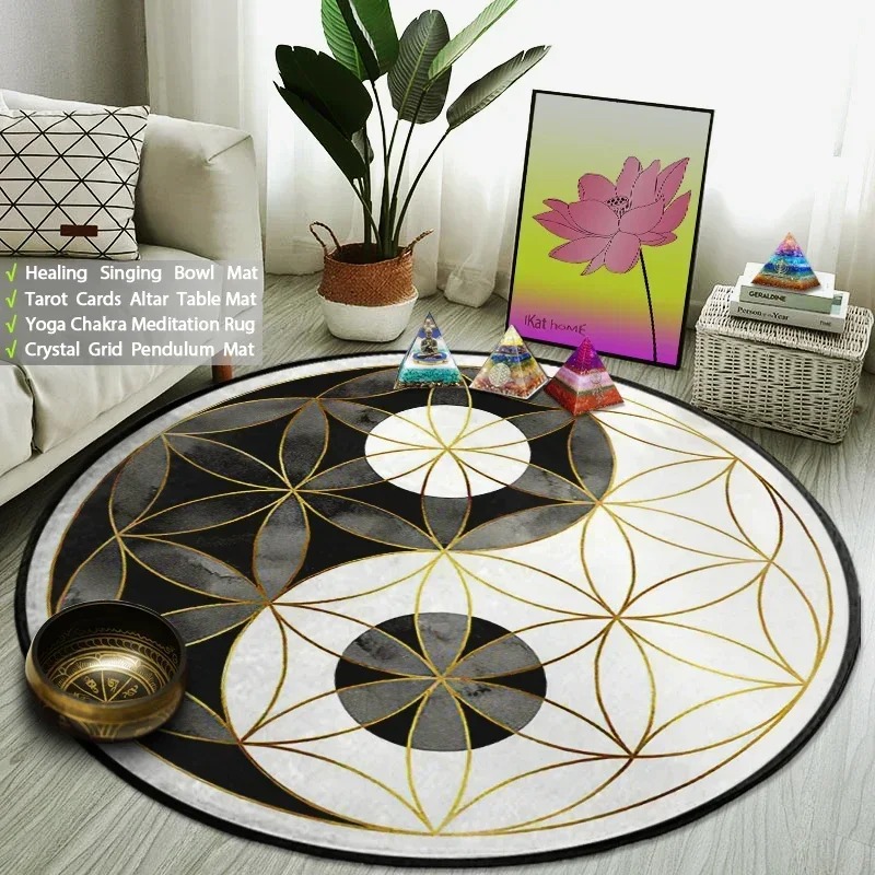 Yin Yang Taiji Round Rug Flowe - Home Gym Hack review and price