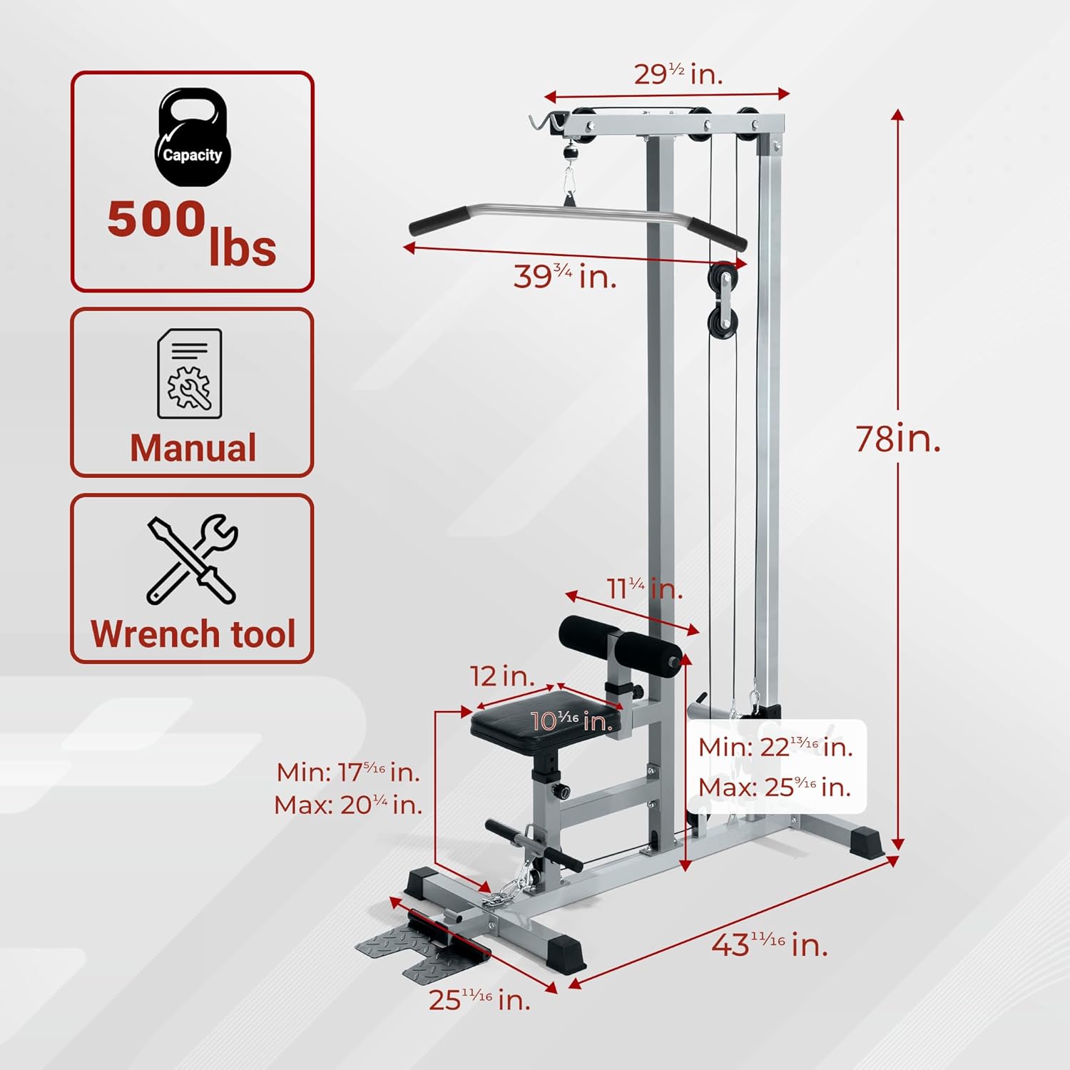 Fitness Gym, Robust Metal, Sil - Lat Pulldown Cable review and price
